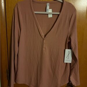 Athleta Mauve Long Sleeve Sleep Top Althleasure